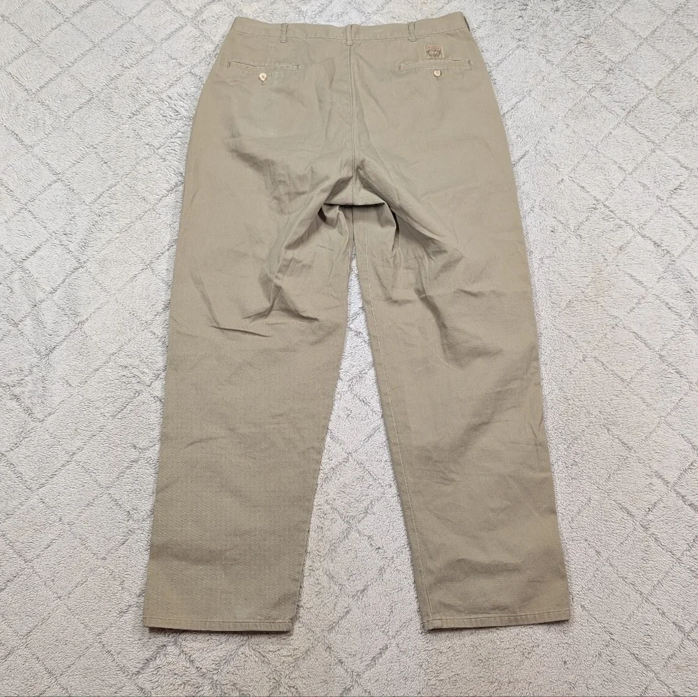 Vtg Polo Ralph Lauren Pants Mens 34x31 Beige Chino Pleated Cotton Twill 90s Prep